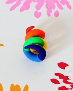 Dread Beads Handmade Polymer Clay Fimo 1 Bead Rainbow Spiral