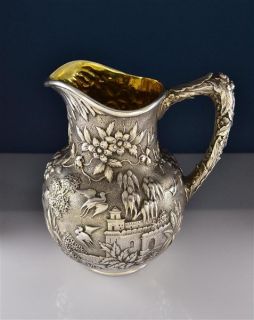 Kirk Son Sterling Repousse Castle Water Pitcher