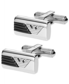 Emporio Armani Cufflinks, Stainless Steel and Black Ion Plated