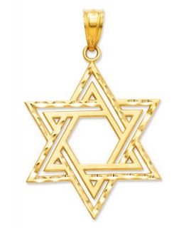 14k Gold Charm, Cut Out Star of David Charm