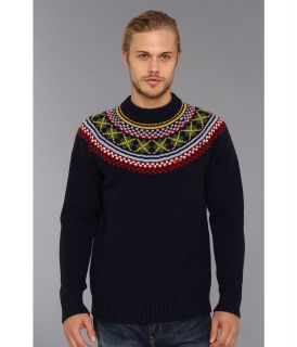 Fred Perry Fair Isle Turtle Neck Sweater Mens Long Sleeve Pullover (Navy)