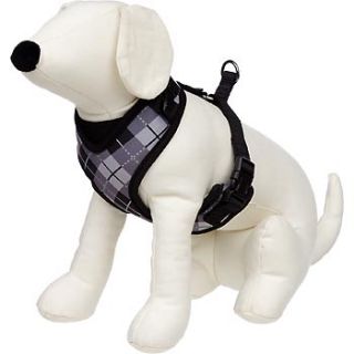 Adjustable Mesh Harness for Dogs in Black & Gray Argyle Print