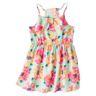 Cherokee Infant Toddler Girls Bow Front Floral Sundress   Mint 3T