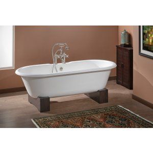 Cheviot 2126 WW 8 NB Regal Cast Iron Bathtub With Wooden Base And Flat Area For