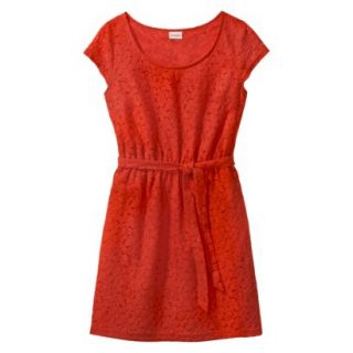 Merona Petites Short Sleeve Lace Overlay Dress   Orange LP