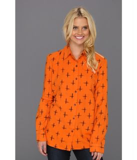 RVCA Black Oat L/S Woven Womens Long Sleeve Button Up (Orange)