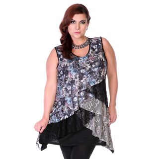 Womens Plus Size Layer Laced Spliced Tunic
