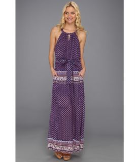 BCBGMAXAZRIA Mia Printed Maxi Dress Womens Dress (Purple)