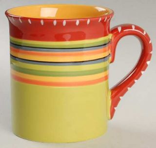 Hot Tamale Mug, Fine China Dinnerware   Red,Orange,Green,Yellow,Stripes,No Trim