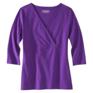 Womens Double Layer 3/4 Sleeve Tee   Royal Purple   M