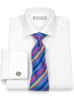 Paul Fredrick Mens 2 Ply Cotton Cutaway Collar French Cuff Dress Shirt