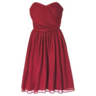 TEVOLIO Womens Plus Size Chiffon Strapless Pleated Dress   Stoplight Red   24W