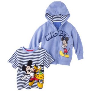 Disney Mickey Mouse Infant Toddler Boys Tee Shirt and Hoodie Set   Blue 18 M