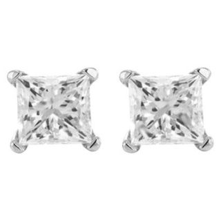 1 CT. T.W. Princess cut Diamond Stud Prong Set Earrings in 10K White Gold (IJ 