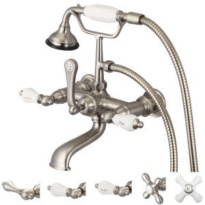 Water Creation F6 0010 02 CL Vintage Classic 7 In. Spread Wall Mount Tub Faucet