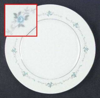 Style House Caprice Dinner Plate, Fine China Dinnerware   Blue Rose, Gray Leaves