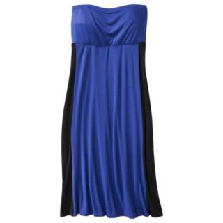 Pure Energy Womens Plus Size Strapless Maxi Dress   Blue/Black 3X