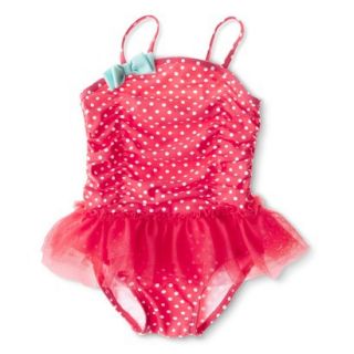 Circo Infant Toddler Girls 1 Piece Tutu Swimsuit   Coral 4T