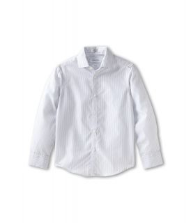 Calvin Klein Kids L/S Boomerang Stripe Shirt Boys Long Sleeve Button Up (White)