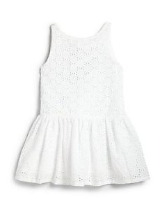 Lili Gaufrette Toddlers & Little Girls Eyelet Dress   White