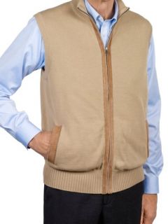 Paul Fredrick Mens 100% Cotton Solid Mock Neck Sweater Vest