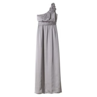 TEVOLIO Womens Satin One Shoulder Rosette Maxi Dress   Cement Gray   6