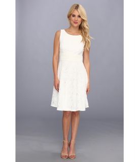 Jessica Howard Lace Inset Waist Dress w/ Full Skirt Womens Dress (White)