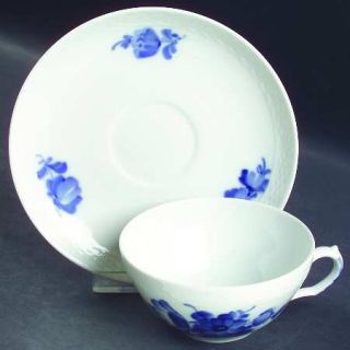 Royal Copenhagen Blue Flowers Braided Flat Cup & Saucer Set, Fine China Dinnerwa
