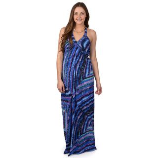 Sangria Womens Shirred Bodice Print Maxi Dress