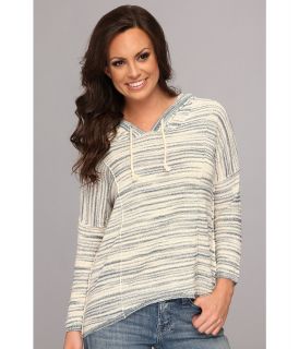 Lucky Brand Malibu Stripe Hoodie Womens Sweatshirt (Blue)