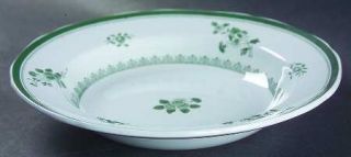 Spode Gloucester Green Rim Soup Bowl, Fine China Dinnerware   Green Flowers And