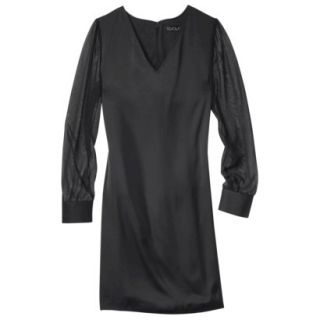 TEVOLIO Womens Shift Dress w/Sheer Sleeve   Black   12