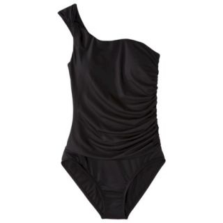 Clean Water Womens 1 Piece One Shoulder Swimsuit  Black XL