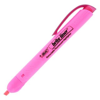 Bic Brite Liner Pink Chisel Tip Retractable Highlighter (pack Of 12)