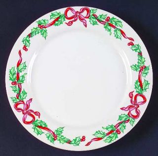 International Christmas Ribbons Salad Plate, Fine China Dinnerware   Holly,Red R