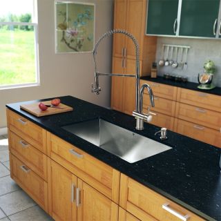 Vigo Industries VG15148 Kitchen Sink Set, All In One 32 Undermount Sink amp; Faucet Stainless Steel/Chrome
