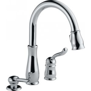 Delta Faucet 978 SD DST Leland Single Handle Pull Down Kitchen Faucet with Soap