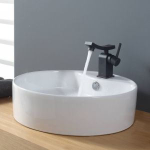 Kraus C KCV 142 14301ORB Exquisite Unicus White Round Ceramic Sink and Unicus Ba