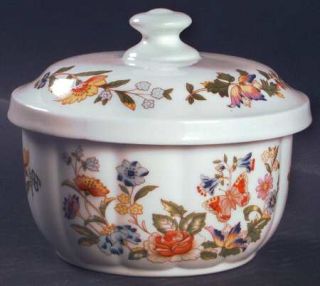 John Aynsley Cottage Garden  Round Box with Lid, Fine China Dinnerware   Butterf