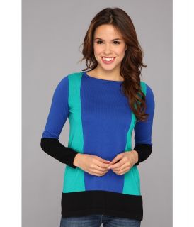 Vince Camuto Three Colorblock Sweater Womens Sweater (Blue)
