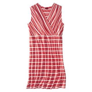 Merona Womens Plus Size V Neck Sleeveless Knit Dress   Gauva Berry Stripe 4