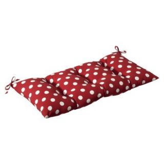 Outdoor Tufted Bench/Loveseat/Swing Cushion   Red/White Polka Dot