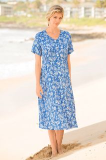 Blue Floral Button front Dress, Small