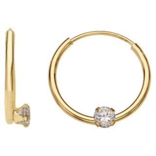 14k Yellow Gold with Clear Cubic Zirconia Childrens Endless Hoop Earrings