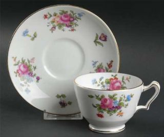 Crown Staffordshire Dresden Spray Footed Cup & Saucer Set, Fine China Dinnerware