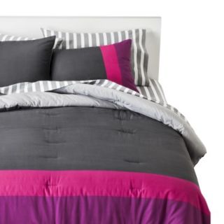 Room Essentials Color Block Comforter Set   Purple (Full/Queen)