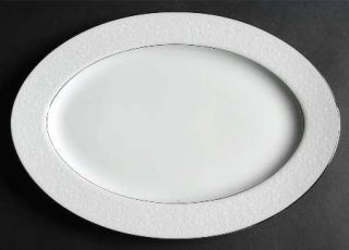 Style House Brocade 12 Oval Serving Platter, Fine China Dinnerware   White Flow