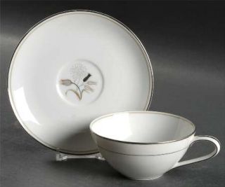 Noritake Jaris Flat Cup & Saucer Set, Fine China Dinnerware   Gray/Taupe/Black F