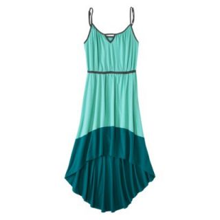 Merona Womens Knit Colorblock High Low Hem Dress   Sunglow Green/Turquoise   M