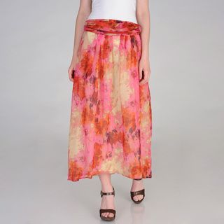 Vivienne Tam Womens Watercolor Print Maxi Skirt